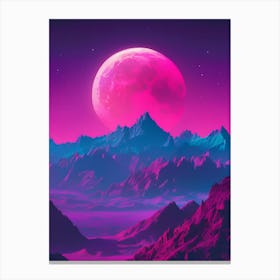 Pink Moon Over Mountains Stampe su tela