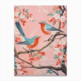 Vintage Japanese Inspired Bird Print Robin 2 Canvas Print