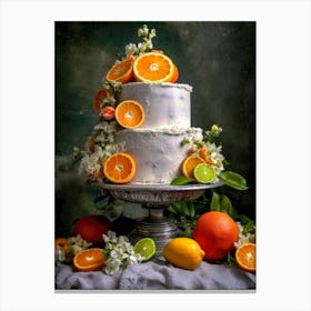 Wedding Cake With Oranges sweet food Canvas Print