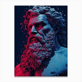  Poseidon In Blue Colour In The Style Of Virgil Finlay 1 Canvas Print