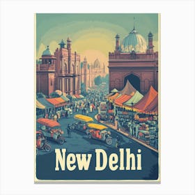 Aihrgdesign A Classic 1960s Travel Poster For New Delhi 1 Canvas Print