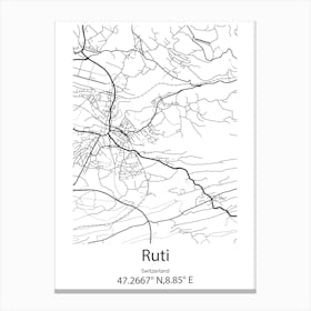 Ruti,Switzerland Minimalist Map Canvas Print