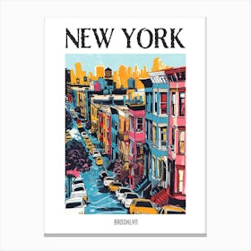Brooklyn New York Colourful Silkscreen Illustration 3 Poster Canvas Print