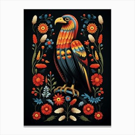 Folk Bird Illustration Hawk Canvas Print