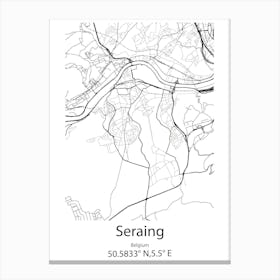 Seraing,Belgium Minimalist Map Canvas Print