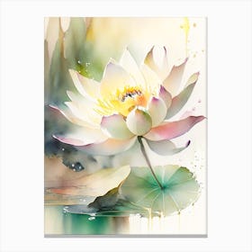 Lotus Flower In Garden Storybook Watercolour 7 Canvas Print