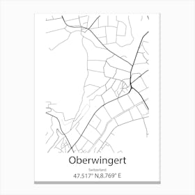 Oberwingert,Switzerland Minimalist Map Canvas Print