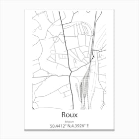 Roux,Belgium Minimalist Map Canvas Print