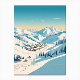Kitzbuhel   Austria, Ski Resort Illustration 1 Simple Style Canvas Print
