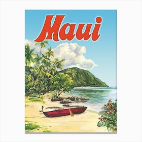Maui, Hawaii, Lonely Boat on the Beach Canvas Print