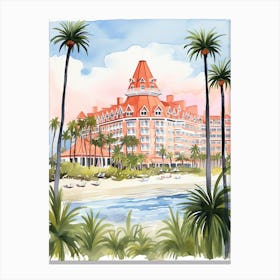 Hotel Del Coronado   Coronado, California   Resort Storybook Illustration 2 Canvas Print