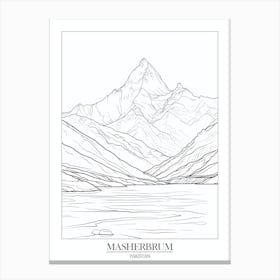Masherbrum Pakistan Line Drawing 7 Poster Canvas Print