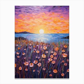 Sunset Over Flowers 1 Canvas Print