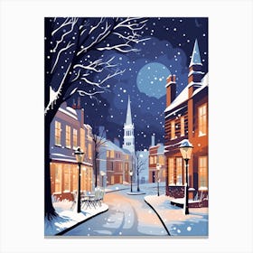 Winter Travel Night Illustration Stratford Upon Avon United Kingdom 3 Canvas Print
