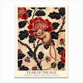 Chinese Lunar Year Of The Rat 2 William Morris Style Canvas Print