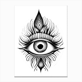 Spiritual Awakening, Symbol, Third Eye Simple Black & White Illustration 1 Canvas Print