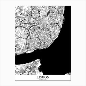 Lisbon White Black Canvas Print