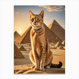 Catventures Across Continents: Selfies at Famous Landmarks Egyptian Cat Canvas Print