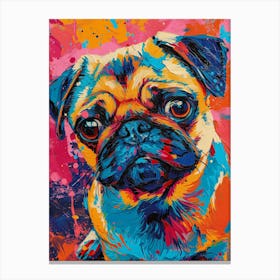 Pug dog colourful Painting Canvas Print