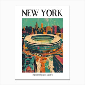 Madison Square Garden New York Colourful Silkscreen Illustration 2 Poster Canvas Print