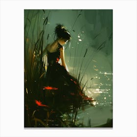 Girl In The Water Canvas Print