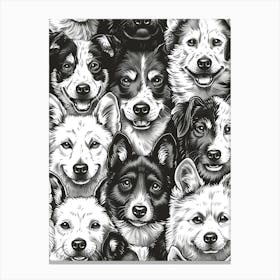 Perfectly Repeatable Artwork With Cute Dog Faces 25 Canvas Print