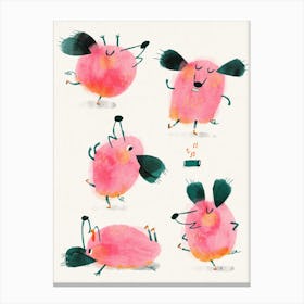 Dancing Pink Dogs Canvas Print