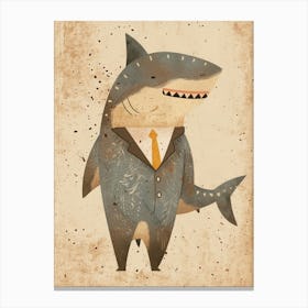 Shark In A Suit Muted Pastels Canvas Print