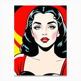 Gaze of a Goddess: Feminine Strength in Halftone Pop Art Canvas Print