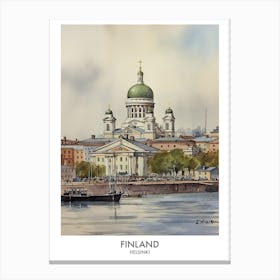 Helsinki, Finland 2 Watercolor Travel Poster Canvas Print