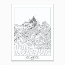 Annapurna Nepal Line Drawing 6 Poster Canvas Print