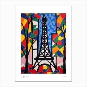 Eiffel Tower Paris Matisse Style 4 Watercolour Travel Poster Canvas Print