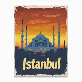 Aihrgdesign A Retro Travel Poster For Istanbul Featuring The 5 Canvas Print