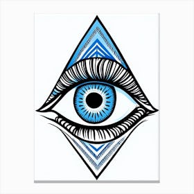 Third Eye Symbolism, Symbol, Third Eye Blue & White 4 Canvas Print