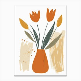 Orange Tulips In A Vase Canvas Print