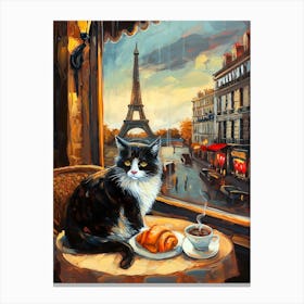 Cafe Cat In Paris Canvas Print