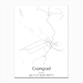 Csongrad,Hungary Minimalist Map Canvas Print