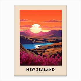 Te Araroa New Zealand 1 Vintage Hiking Travel Poster Canvas Print
