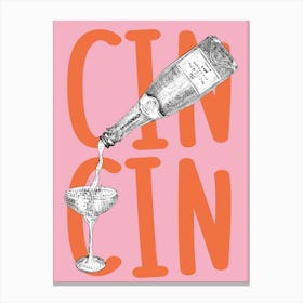 Cin Cin Cheers Champagne Pink Canvas Print