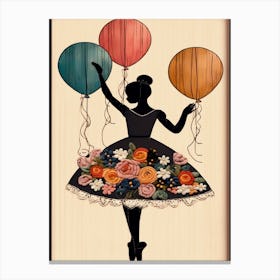 Ballerina With Balloons 2 Canvas Print