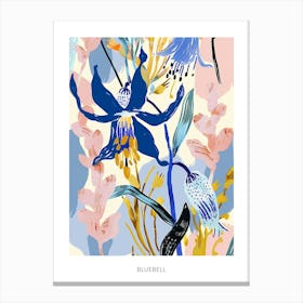 Colourful Flower Illustration Poster Bluebell 1 Canvas Print