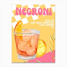 Colourful Retro Negroni Cocktail Canvas Print