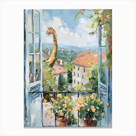 Dinosaur & The Balcony Painting 1 Canvas Print