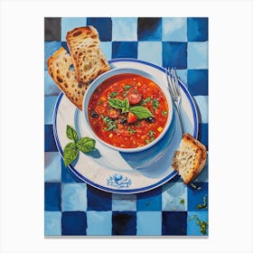 Tomato Soup Blue Checkered Canvas Print