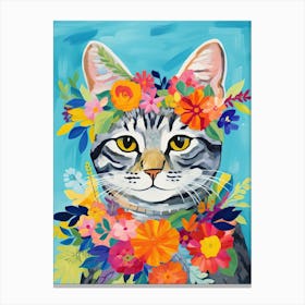 American Shorthair Cat With A Flower Crown Painting Matisse Style 4 Canvas Print