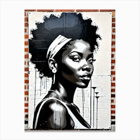 Vintage Graffiti Mural Of Beautiful Black Woman 19 Canvas Print