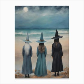 Ocean Witches ~ Maiden Mother Crone by the Water Triple Goddess Pagan Sea Witchcraft by Sarah Valentine Canvas Print