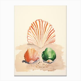Watercolor Seashells 1 Canvas Print