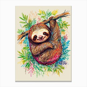 Sloth Painting Canvas Print