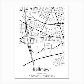 Bellmawr,United States Minimalist Map Canvas Print